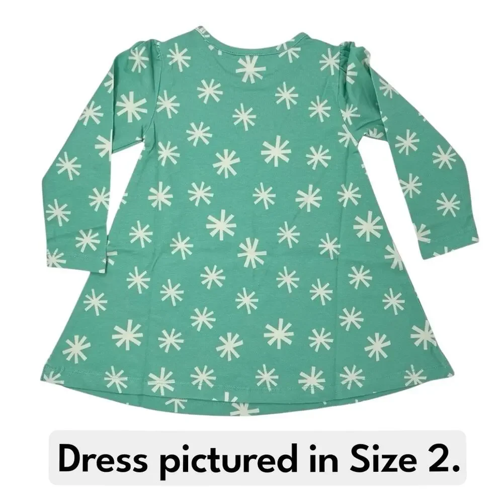 Hanna Andersson NWT Long Sleeve Green “Snowflake” Swing Dress. Size 5.